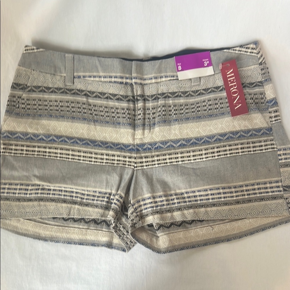 NWT- Merona Women's Striped Gray Shorts